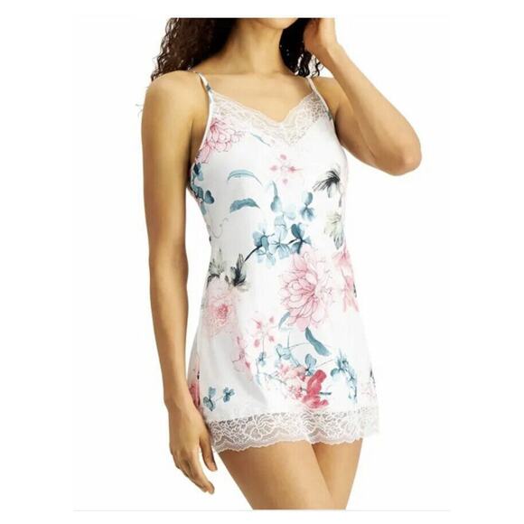 Linea Donatella Noralee Lace-Trim Chemise Nightgown IVORY MULTI - Picture 2 of 8